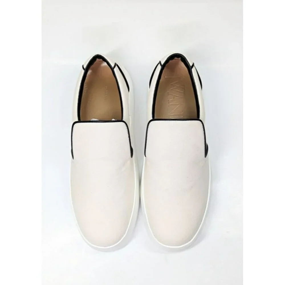 JW Anderson Men's Slip-Ons Natural Canvas Sneakers Size 44 (MSRP $595)